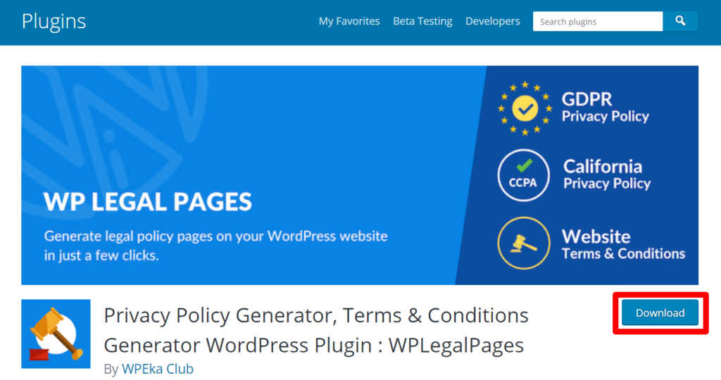 WP Legal Pages – Free Privacy Policy Generator